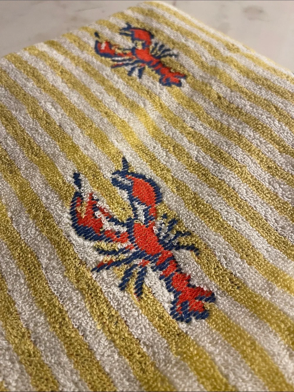 Lobster Icon Stripe Cotton Towel Collection from Anthropologie